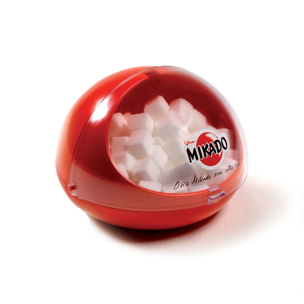 6276 – SUCRIER BOULE BOÎTE À MALICE ROUGE TRANSPARENT MIKADO